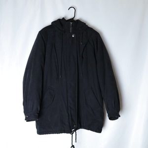 St Johns Bay Jacket Women's L Black Full Zip Heavy Down Coat